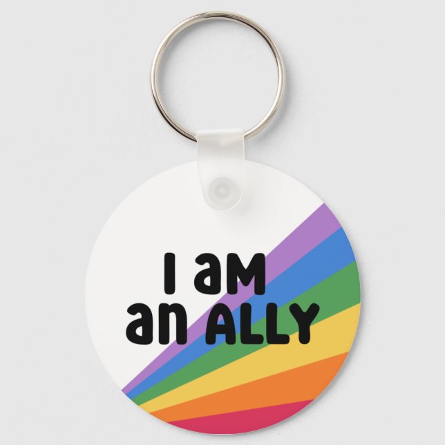 Proud Ally Rainbow Pride Month  Keychain (Front)