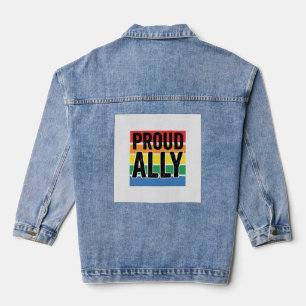 Proud Ally Vintage Pride Support Shirt Design_1 Denim Jacket