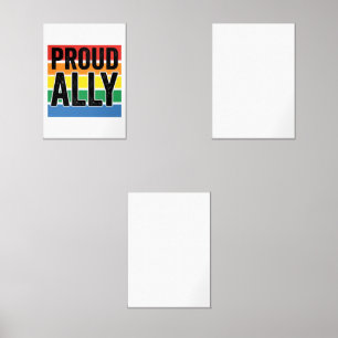 Proud Ally Vintage Pride Support Shirt Design_1 Wall Art Sets