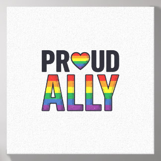 Proud Ally Vintage Rainbow Heart T-Shirt Design_1 Canvas Photo Tile