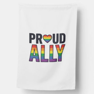 Proud Ally Vintage Rainbow Heart T-Shirt Design_1 House Flag