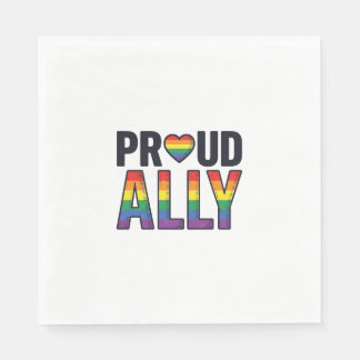 Proud Ally Vintage Rainbow Heart T-Shirt Design_1 Napkins