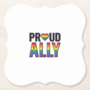 Proud Ally Vintage Rainbow Heart T-Shirt Design_1 Paper Coaster