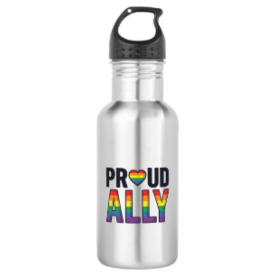 Proud Ally Vintage Rainbow Heart T-Shirt Design_1 Stainless Steel Water Bottle