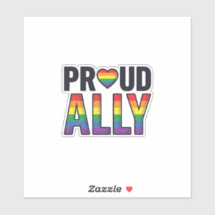 Proud Ally Vintage Rainbow Heart T-Shirt Design_1 Sticker
