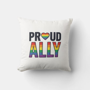 Proud Ally Vintage Rainbow Heart T-Shirt Design_1 Throw Pillow