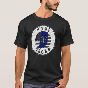 Proud America State Flag US Home Grown Indiana T-Shirt