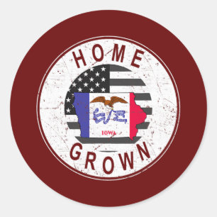 Proud America State Flag US Home Grown Iowa Classic Round Sticker