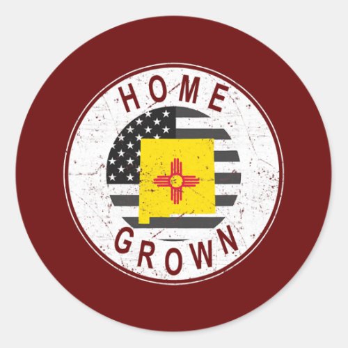 Proud America State Flag US Home Grown New Mexico Classic Round Sticker