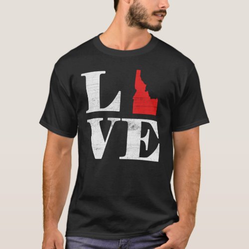 Proud America State Land Map Love Idaho T_Shirt