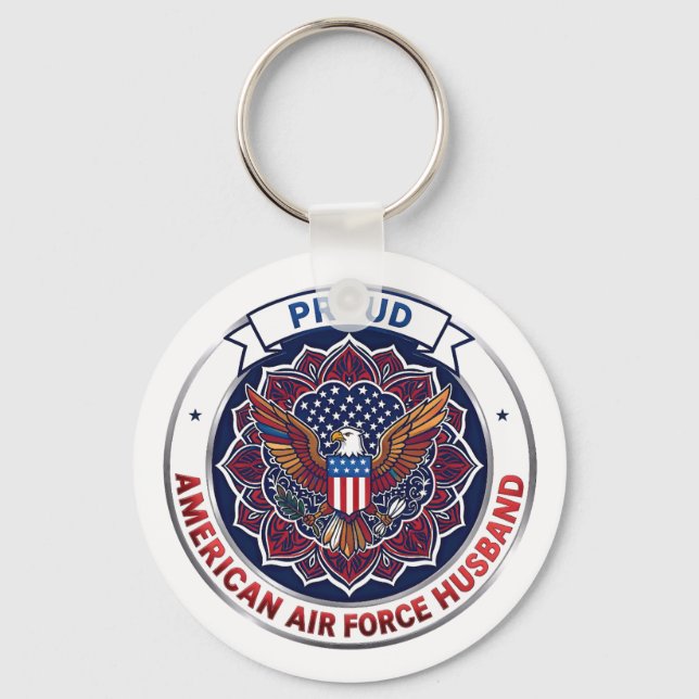 Proud American Air Force Husband Keychain (Front)