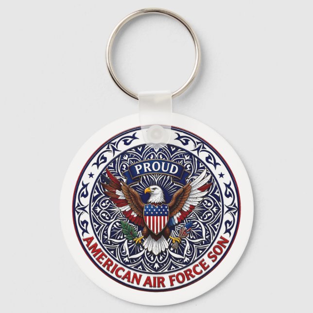 Proud American Air Force Son Keychain (Front)