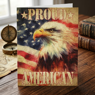 Proud American. Bald Eagle and United States Flag Thank You Card