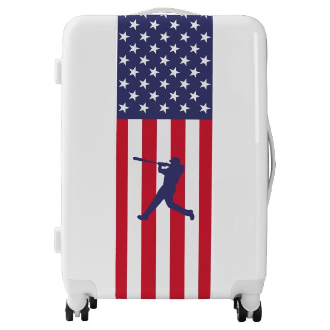 Proud American Baseball Batter Silhouette US Flag Luggage (Front)