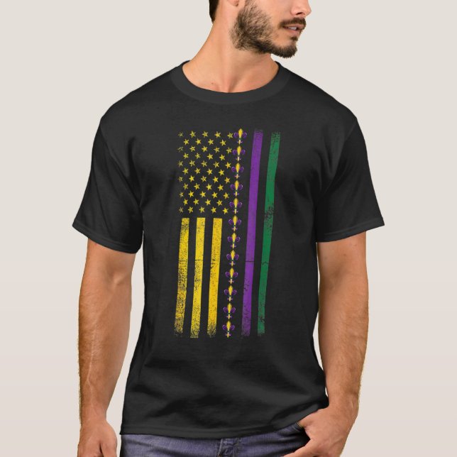 Proud American Carnival Masquerade USA Flag Mardi  T-Shirt (Front)