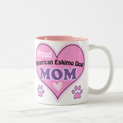 Proud American Eskimo Dog Mom Two_Tone Coffee Mug