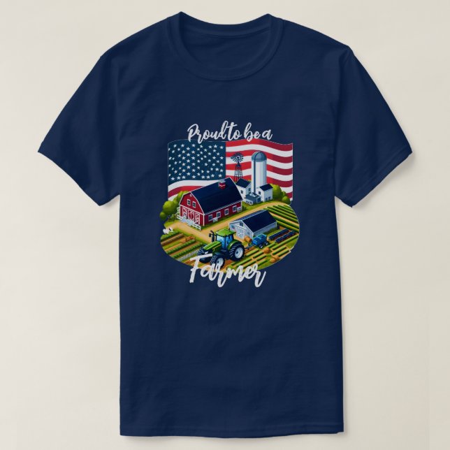 Proud American Farmer  T-Shirt (Design Front)
