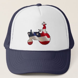 Proud American Farmer USA Flag Tractor Trucker Hat