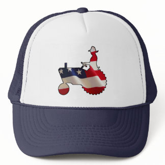 Proud American Farmer  USA Flag Tractor Trucker Hat