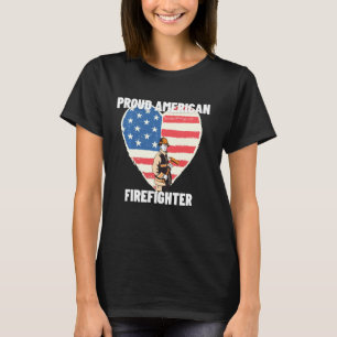 Proud American Firefighter Usa Flag Patriotic Fire T-Shirt