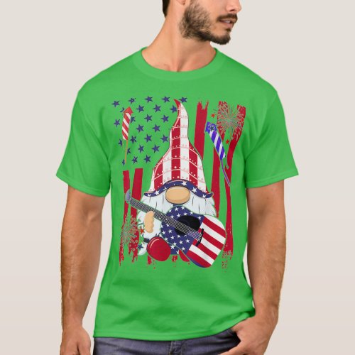 Proud American Flag Gnomes Lover Happy 4th Of July T_Shirt