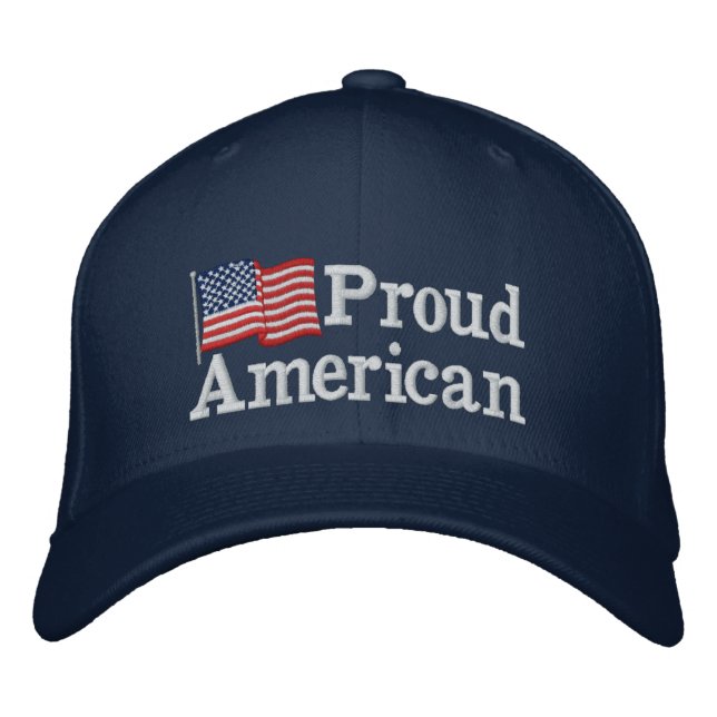 Proud American Flag NB Embroidered Baseball Cap (Front)