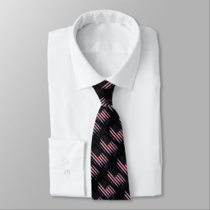 Proud American Flag On Armani Black Satin Neck Tie