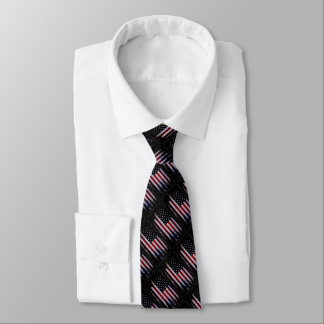 Proud American Flag On Armani Black Satin Neck Tie