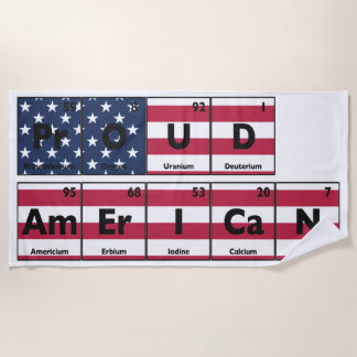 Proud American Flag USA 4th Of July Beach Towel