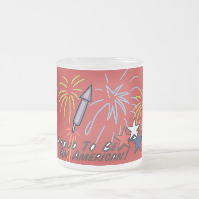 Proud American - Frosted Glass Coffee Mug (Center)
