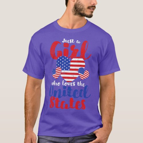 Proud American Girls US Flag Heart Freedom USA Lov T_Shirt