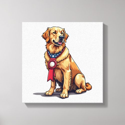 Proud American Golden Retriever Vintage Tee 4 Canvas Print