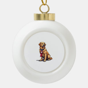 Proud American Golden Retriever Vintage Tee 4 Ceramic Ball Christmas Ornament