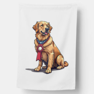 Proud American Golden Retriever Vintage Tee 4 House Flag