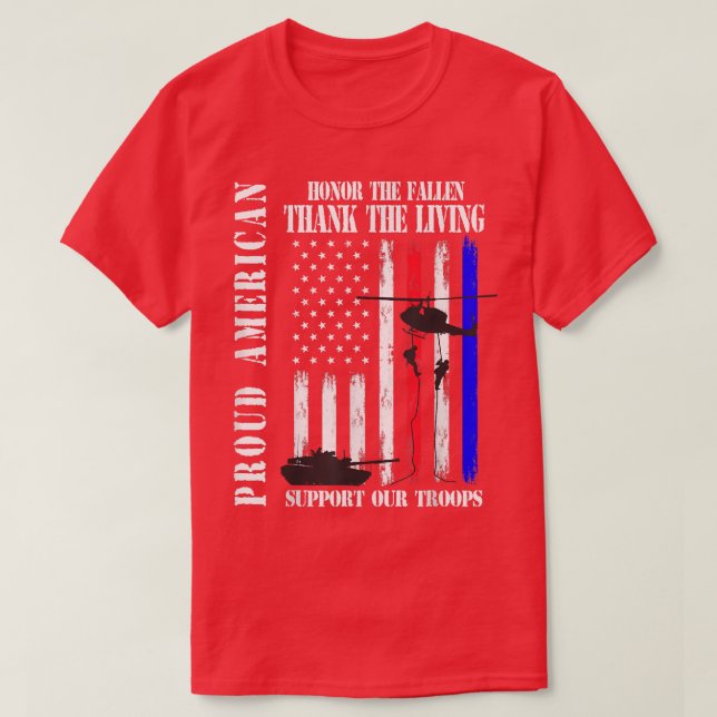 Proud American Honor The Fallen Thank You Veterans T-Shirt (Design Front)