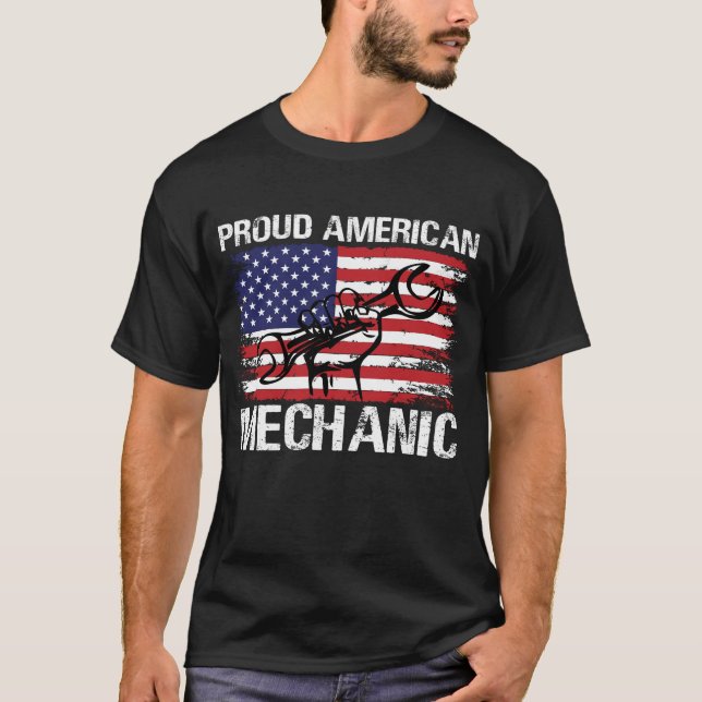 Proud American Mechanic Design T-Shirt (Front)