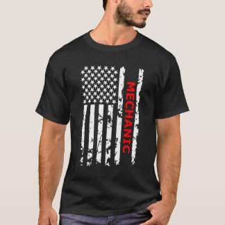 Proud American Mechanic Usa Flag T-Shirt