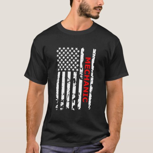 Proud American Mechanic Usa Flag T_Shirt