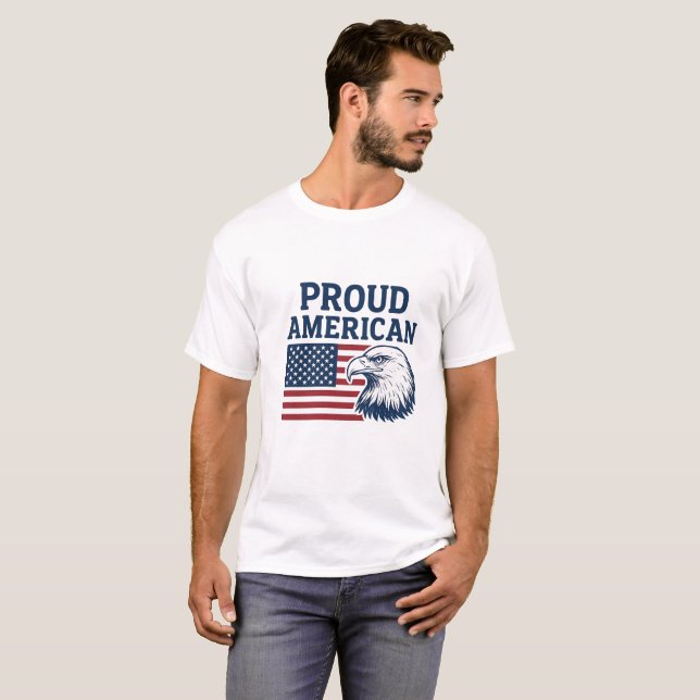 Proud American Men’s T-Shirt – Patriotic Gift (Front Full)