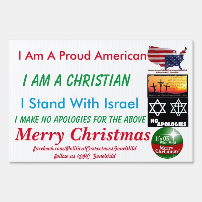 Proud American Merry Christmas PCGW Yard Sign (Front)