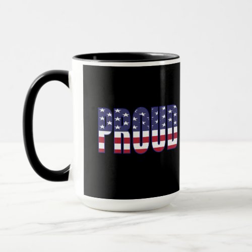 PROUD AMERICAN modern USA flag script  Mug