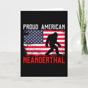 Proud American Neanderthal USA Flag & Bigfoot Card