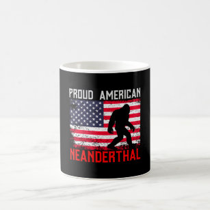 Proud American Neanderthal   USA Flag & Bigfoot Coffee Mug