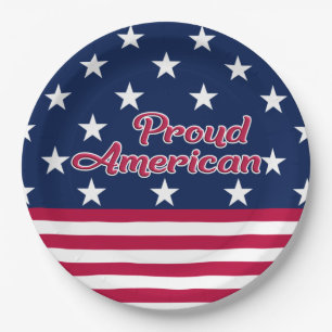 Proud American patriotic star & stripes usa Paper Plates