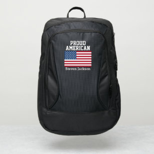 Proud American patriotic USA flag red blue white Port Authority® Backpack