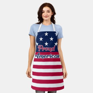 Proud American patriotic USA flag red white blue Apron