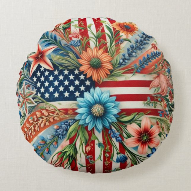 Proud American Pillow. Round Pillow (Front)