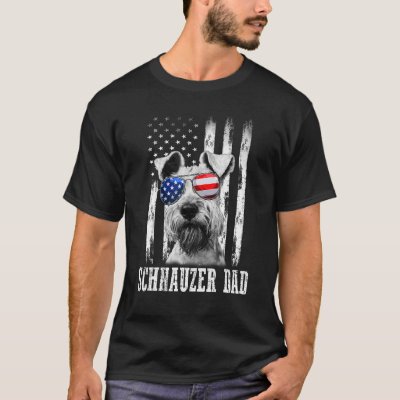 Proud American Schnauzer Flag  Dog Dad Mom T-Shirt