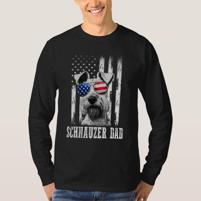 Proud American Schnauzer Flag  Dog Dad Mom T-Shirt (Front)