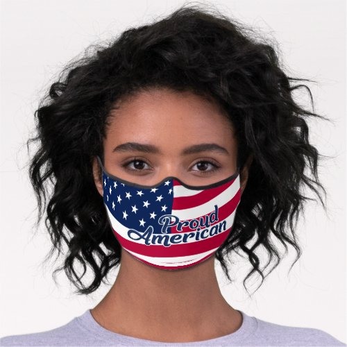Proud American stars  stripes red blue white Premium Face Mask